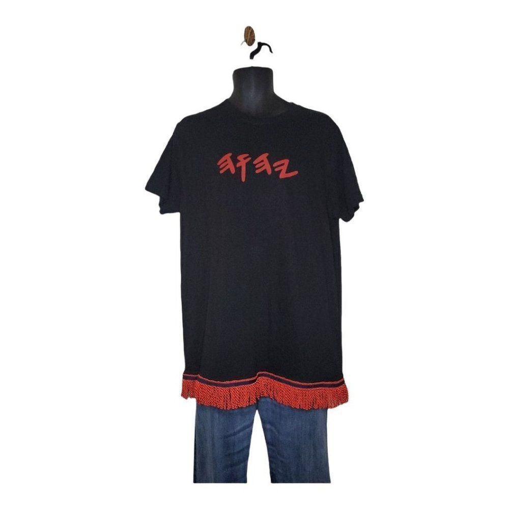 Sada Reworked Black‎ and Red Tassel Sz L Shirt Women